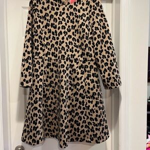 Kate Spade Leopard Print Long Sleeve Dress SZ 14. NWT